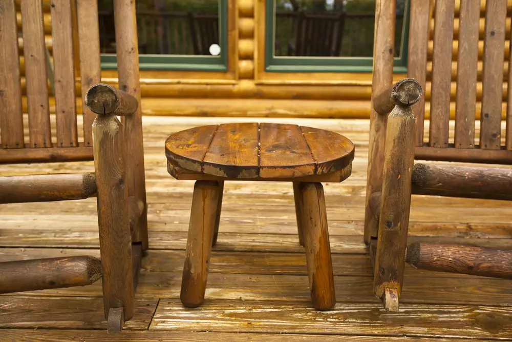 Chairs on a deck of a Smoky Mountain cabin